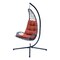 The Hamptons Collection 78" Red and Black Cushioned Rattan Wicker Hanging Chair with Stand